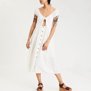 American eagle cream button down dress